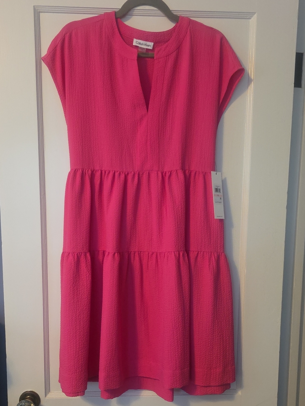 Calvin Klein Bright Pink Tiered Casual Dress